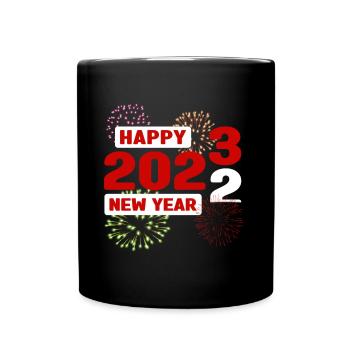 Silvester 2023 Neujahr Happy New Year - Tasse einfarbig - Schwarz - Vorne