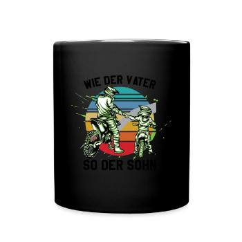 Vater und Sohn Motocross - Tasse einfarbig - Schwarz - Vorne