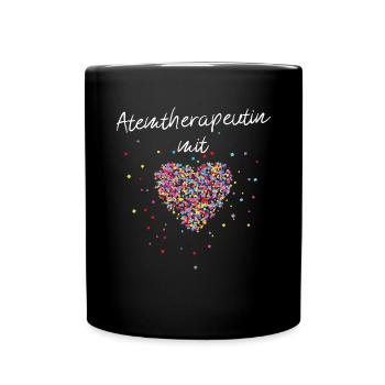 Atemtherapeutin mit Herz Atemberaterin Therapie - Tasse einfarbig - Schwarz - Vorne