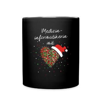 Medizinimformatikerin mit Herz Weihnachtsmotiv - Tasse einfarbig - Schwarz - Vorne