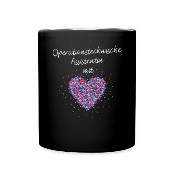 Operationstechnische Assistentin mit Herz Klinik - Tasse einfarbig - Schwarz - Vorne
