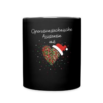 OTA mit Herz Weihnachtsmotiv Nikolausmütze Xmas - Tasse einfarbig - Schwarz - Vorne