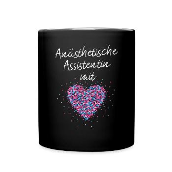 Anästhetische Assistentin mit Herz Anästhesie - Tasse einfarbig - Schwarz - Vorne