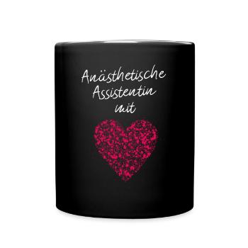 Anästhetische Assistentin mit Herz Operation - Tasse einfarbig - Schwarz - Vorne