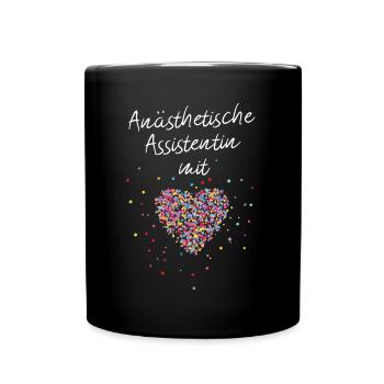 Anästhetische Assistentin mit Herz ATA Narkose - Tasse einfarbig - Schwarz - Vorne