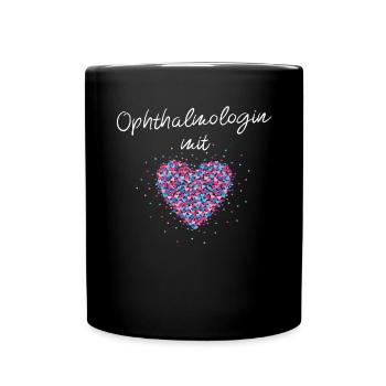 Opthalmologin mit Herz Augenärztin Fachärztin - Tasse einfarbig - Schwarz - Vorne