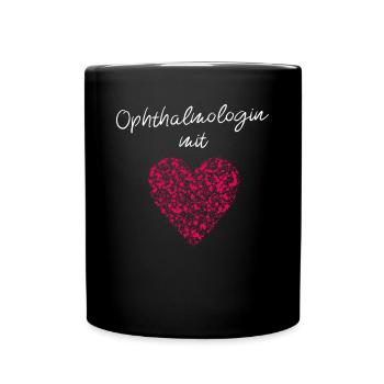 Opthalmologin mit Herz Augenärztin Augenoptikerin - Tasse einfarbig - Schwarz - Vorne
