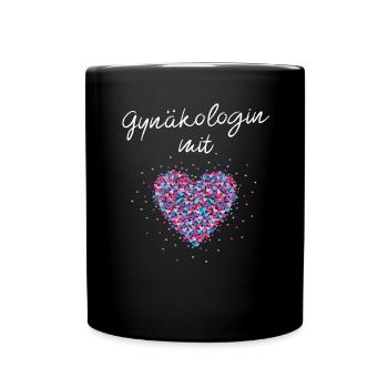 Gynäkologin mit Herz Frauenärztin Frauenheilkunde - Tasse einfarbig - Schwarz - Vorne