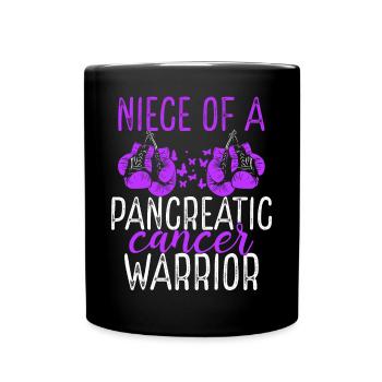 Niece Pancreatic Cancer Awareness Aunt Uncle - Full Colour Mug - black - Front