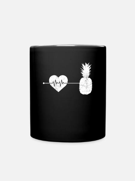 Ananas Herzschlag - Tasse einfarbig - Schwarz