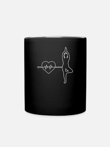 Yoga Herzschlag - Tasse einfarbig - Schwarz