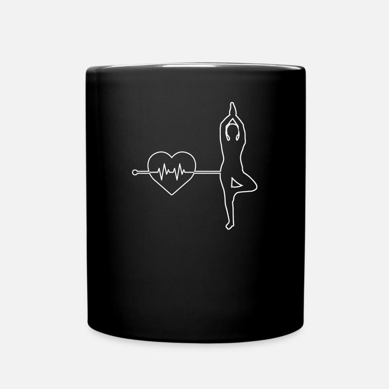 Yoga Herzschlag - Tasse einfarbig - Schwarz