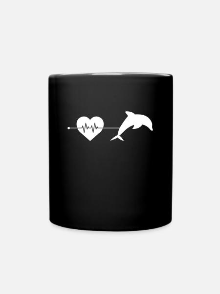 Delfin Herzschlag - Tasse einfarbig - Schwarz