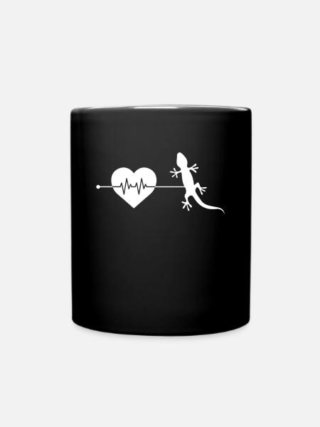 Eidechse Herzschlag - Tasse einfarbig - Schwarz