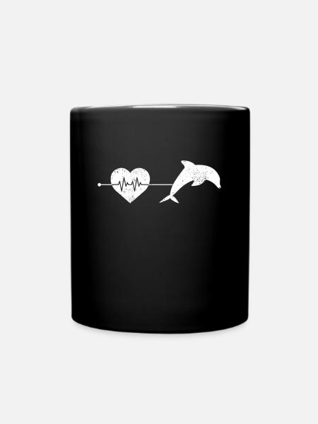 Delfin Herzschlag - Tasse einfarbig - Schwarz