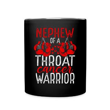 Nephew Throat Cancer Awareness Aunt Uncle - Full Colour Mug - black - Front