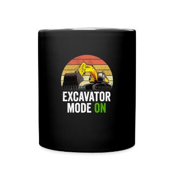 Bagger Baggerfahrer Baggern Baustelle Straßenbau - Tasse einfarbig - Schwarz - Vorne