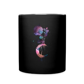 Occult Vintage Moon Rose Witchcraft Occult Witch - Full Colour Mug - black - Front
