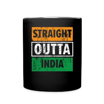 Straight Outta Indien Happy Republic Day Indian - Tasse einfarbig - Schwarz - Vorne