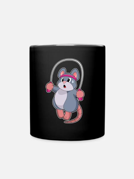 Maus Seilspringen Springseil Fitness - Tasse einfarbig - Schwarz