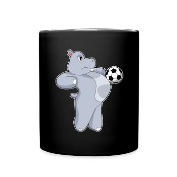 Hippopotamus Soccer Player Soccer - Full Colour Mug - black - Front