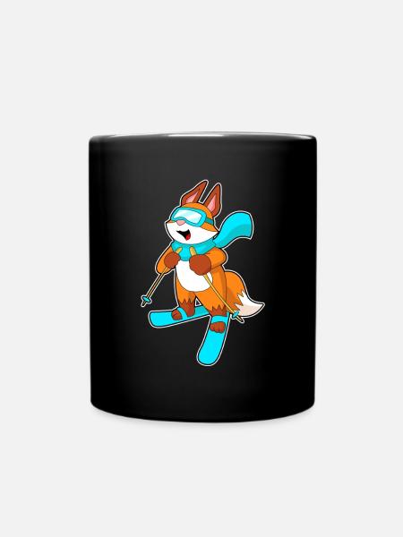 Fuchs Skifahrer Ski - Tasse einfarbig - Schwarz