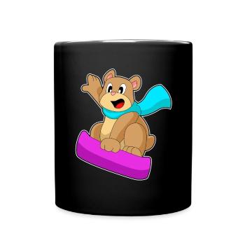 Bear Snowboarder Snowboard - Full Colour Mug - black - Front