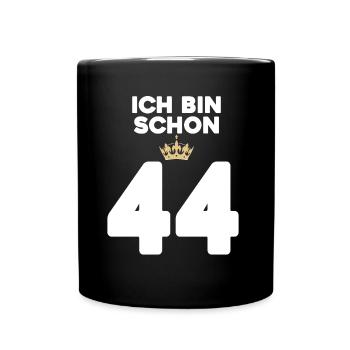44 Geburtstag - 44 Jahre mit Krone - Tasse einfarbig - Schwarz - Vorne