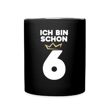 6 Geburtstag - 6 Jahre mit Krone - Tasse einfarbig - Schwarz - Vorne