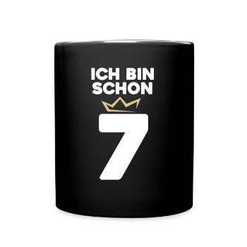 7 Geburtstag - 7 Jahre mit Krone - Tasse einfarbig - Schwarz - Vorne