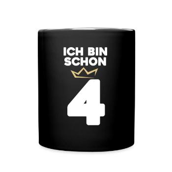 4 Geburtstag - 4 Jahre mit Krone - Tasse einfarbig - Schwarz - Vorne