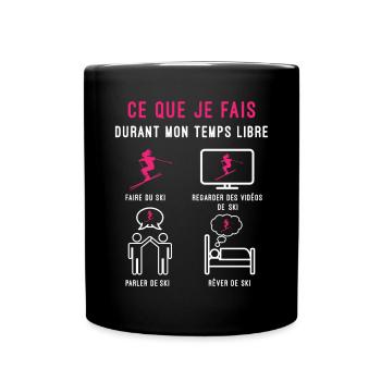 ski temps libre cadeau skieuse femme - Mug uni - noir - Devant