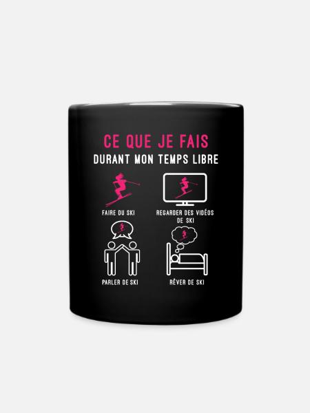 ski temps libre cadeau skieuse femme - Mug uni - noir