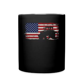 Farming Farmer American Flag Us - Full Colour Mug - black - Front