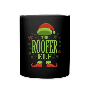 Roofer Christmas Elf - Full Colour Mug - black - Front