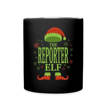 Reporter Christmas Elf - Full Colour Mug - black - Front
