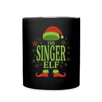 Sänger Weihnachtself - Tasse einfarbig - Schwarz - Vorne