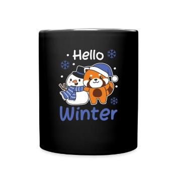 Panda Rouge Hello Bonhomme de neige d’hiver - Mug uni - noir - Devant