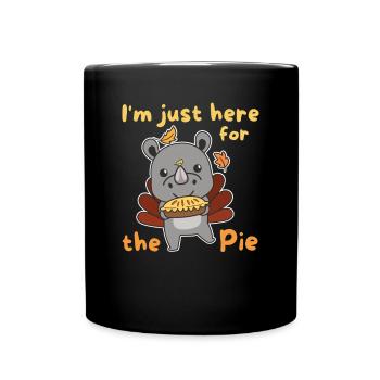 thanksgiving day outfits turkey rhino with pie - Full Colour Mug - black - Front