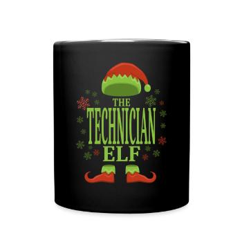 Technicien Elfe de Noël - Mug uni - noir - Devant