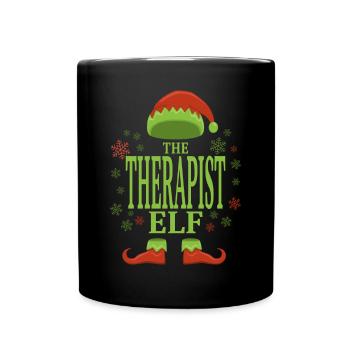 Therapeut Weihnachtself - Tasse einfarbig - Schwarz - Vorne