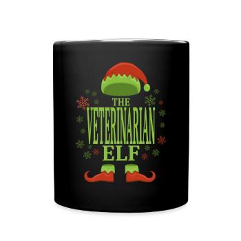 Tierarzt Weihnachtself - Tasse einfarbig - Schwarz - Vorne