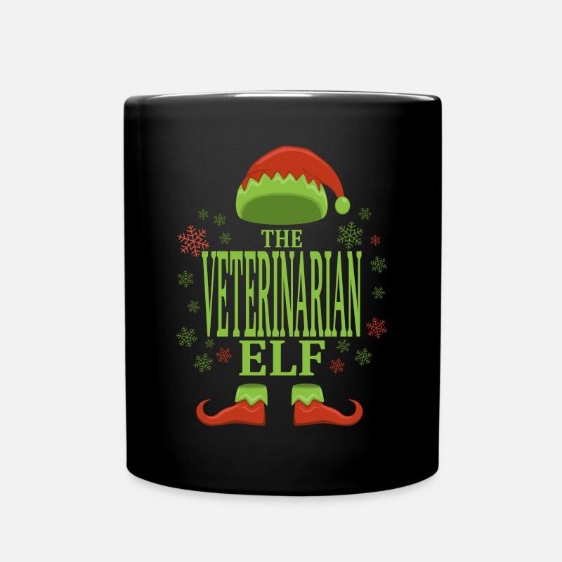 Tierarzt Weihnachtself - Tasse einfarbig - Schwarz