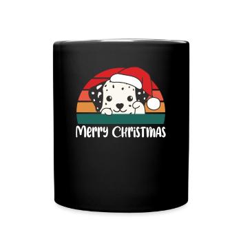 merry Christmas Retro Dalmatiner Weihnacht - Tasse einfarbig - Schwarz - Vorne