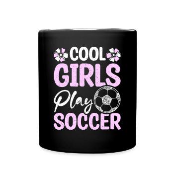 Les filles cool jouent au football - Mug uni - noir - Devant