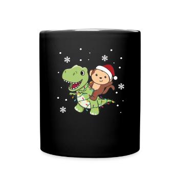 Monkey Trex Christmas Snow Winter Animals - Full Colour Mug - black - Front