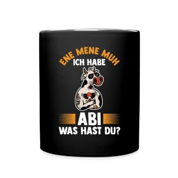Abitur Abiturient Abifeier Kuh Abi - Tasse einfarbig - Schwarz - Vorne
