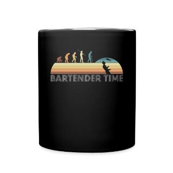 Vintage Retro Bartender Time Barkeeper Evolution - Full Colour Mug - black - Front