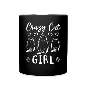 Cat Owner Cat Lover Cute Cat Girl - Crazy Cat Girl - Tasse einfarbig - Schwarz - Vorne
