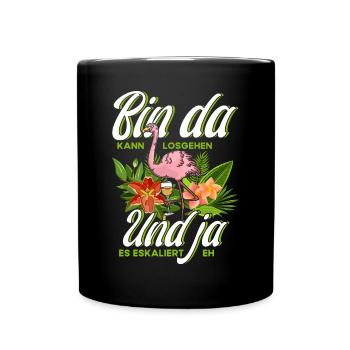 Bin Da Kann Losgehen Jga Flamingo - Tasse einfarbig - Schwarz - Vorne